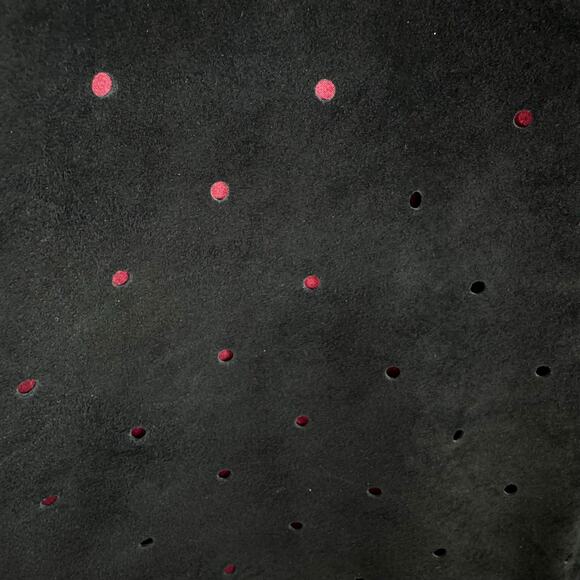 Acorn Black Suede Leather Peek-A-Boo Burgundy Lining A-Line Short Skirt Size 8 - Picture 3 of 8